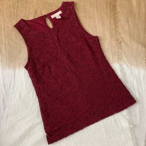 Banana Republic Maroon Lace No-Sleeve Tank Top